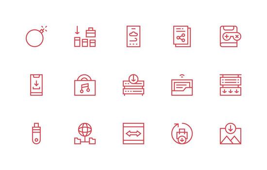 descargar icono colección con 15 regular línea diseños interfaz icono colección para diario proyectos vector