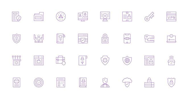 Encryption featuring 32 Icons in Thin Line Design App Icon Pack vector