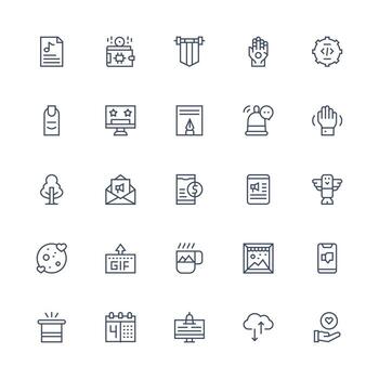 App featuring 25 Icons in Medium Stroke Outline Design Essential Icons for Rapid UI Building vector
