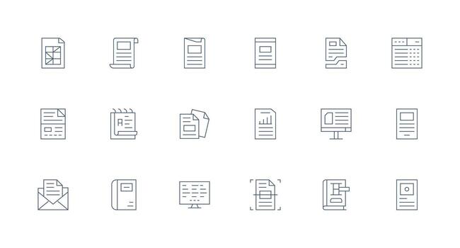 18 Icons for Excel in Minimal Line Format Flexible Icon System for Web Interfaces vector
