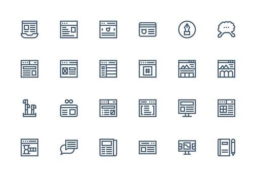 24 Thick Line Line Vectors for Blog Theme Web and App Icon Pack Collection