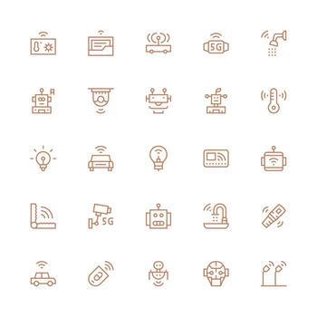 inteligente conjunto con 25 medio carrera contorno íconos simplificado icono paquete para visual herramientas vector