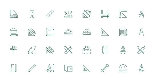 redacción conjunto con 32 Delgado línea íconos pulcramente diseñado íconos para web plataformas vector