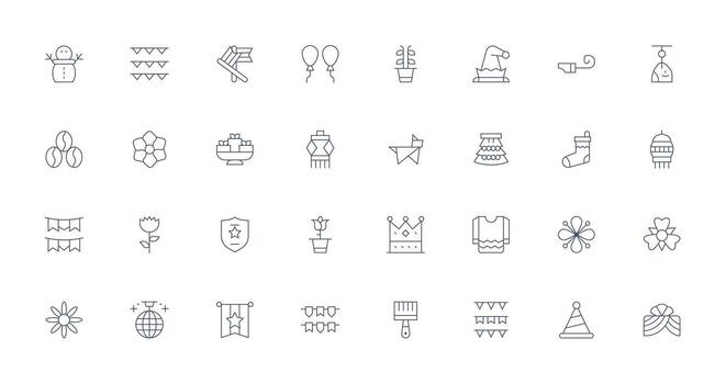 decoración conjunto con 32 Delgado línea íconos icono paquete para ui vector