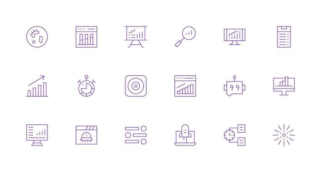Progress Bar Visual Pack containing 18 Minimal Line Icons Light Icon Series vector