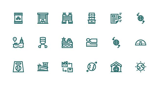 18 Strong Stroke Line Icons for Export Graphics UI and UX Focused Icon Collection vector