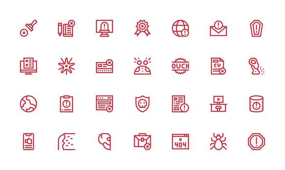 negrita línea íconos desde error conjunto con 28 vectores píxel Perfecto icono conjunto