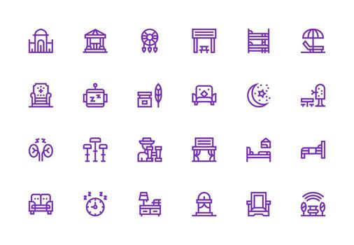 Rest Icon Set with 24 Thick Line Line Graphics Icon Set vector