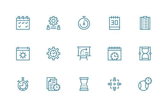 proyecto administración visual paquete conteniendo 15 regular línea íconos multi-estilo íconos para creativo proyectos vector