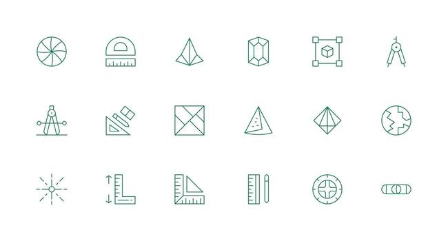 18 Minimal Line Style Icons from Geometry Collection UI and UX Focused Icon Collection vector
