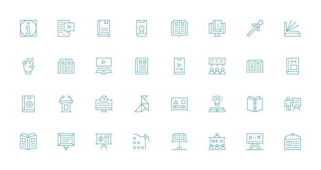 32 Thin Line Icons for Tutorial Graphics Digital Icon Collection vector