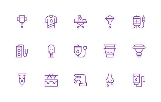 goteo icono conjunto con 15 regular línea gráficos icono paquete para ui vector