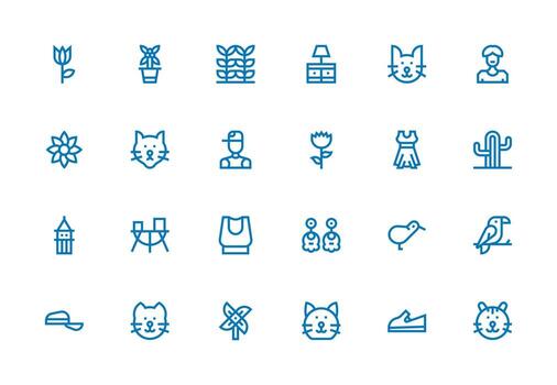 Thick Line Line Style Simple Design Icons with 24 Vectors Sharp Icons for Presentations