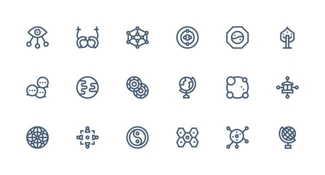 Strong Stroke Line Style Interconnectedness Icons with 18 Vectors Simple Icons for Interface and Wireframes