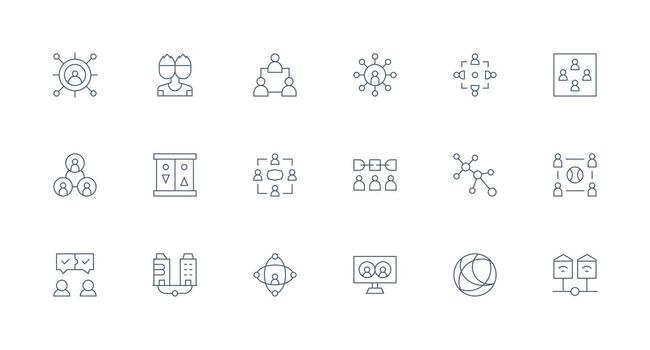 18 Minimal Line Icons for Shared Graphics Complete Icon Bundle for Web Design vector