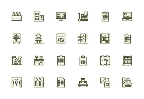 Boxes Set with 24 Thick Line Line Icons UI Icon Set vector