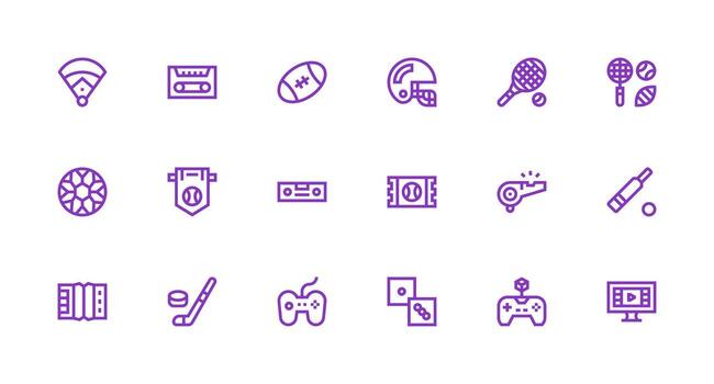 18 Icons for Player in Strong Stroke Line Format Icon Set vector