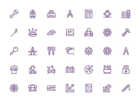 Tools Design Icons featuring 35 in Regular Clean Line Style Theme-Based Icon Pack vector