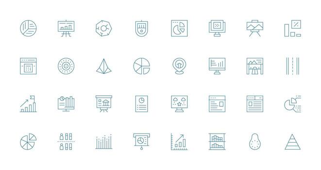 Data Visualization Icon Collection with 32 Thin Line Designs Icon Pack vector