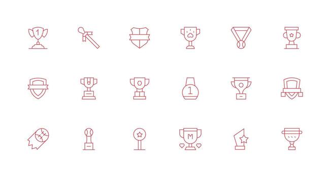 Minimal Line Icons from Trophy Set with 18 Vectors Quick Access Icons for UI Development