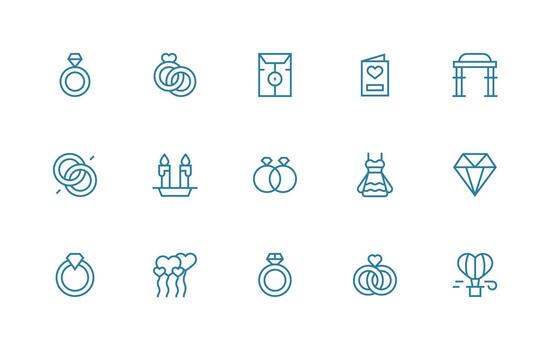 15 regular línea íconos para Boda gráficos alta resolución íconos para ninguna plataforma vector