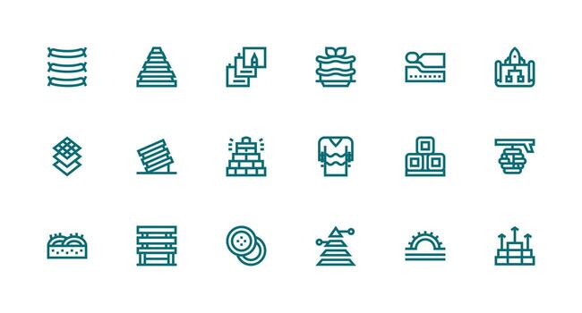 Strong Stroke Line Icons from Layers Set with 18 Vectors Interface Icons for Daily Use