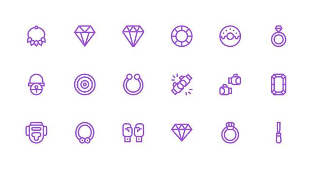 Ring Icon Collection with 18 Strong Stroke Line Designs Interface Icon Collection for Daily Projects vector