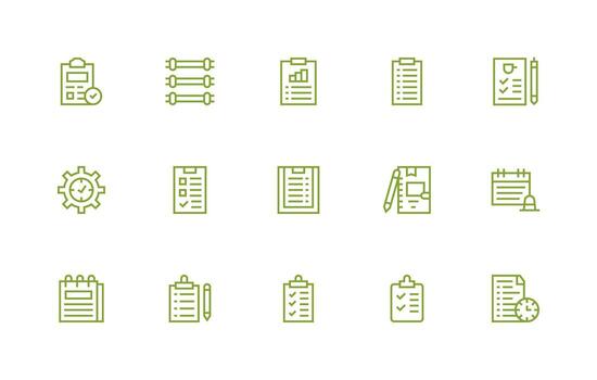 15 Regular Line Icons for ToDo List Graphics Pixel Perfect Icons for Modern Apps vector
