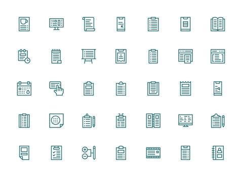 List Design Icons featuring 35 in Regular Clean Line Style Detailed Icon Collection for Design Systems vector