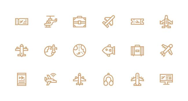 Strong Stroke Line Icons from Airplane Set with 18 Vectors Smart Icon Collection