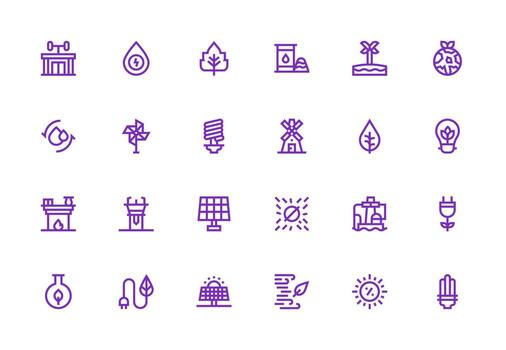Renewable Design Icons featuring 24 in Thick Line Line Style Interface Icon Collection for Daily Projects vector