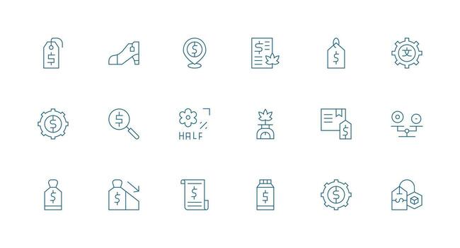 18 Minimal Line Icons for Pricing Graphics Web and App Icon Pack Collection vector