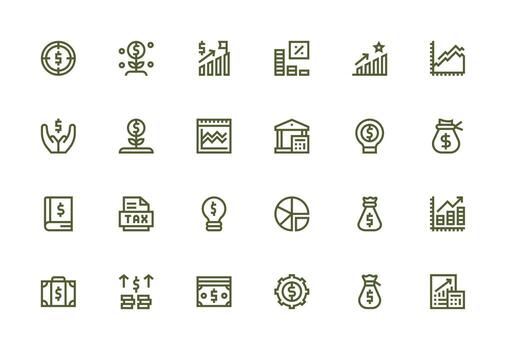 Revenue Set with 24 Thick Line Line Icons Icon Set for Projects vector