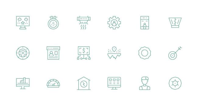 Dashboard Icon Set with 18 Minimal Line Graphics Clean Icon Pack vector