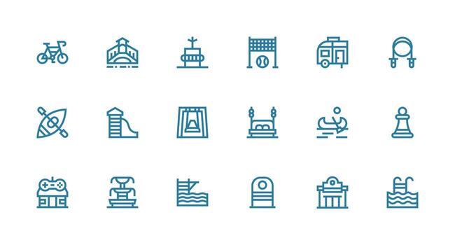 18 Strong Stroke Line Vectors for Recreation Theme User Interface Icons for Digital Products