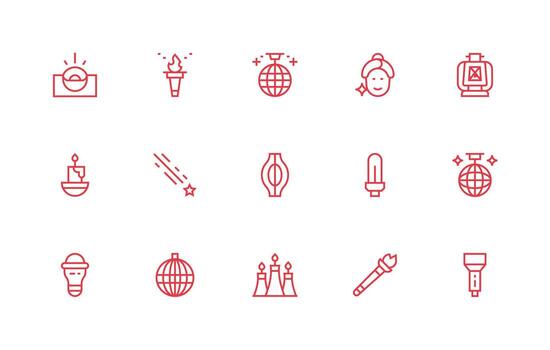Glow featuring 15 Icons in Regular Line Design User Interface Icons for Digital Products vector