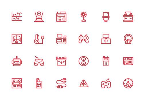 24 Icons for Electronics in Thick Line Line Format Icon Pack for UI vector