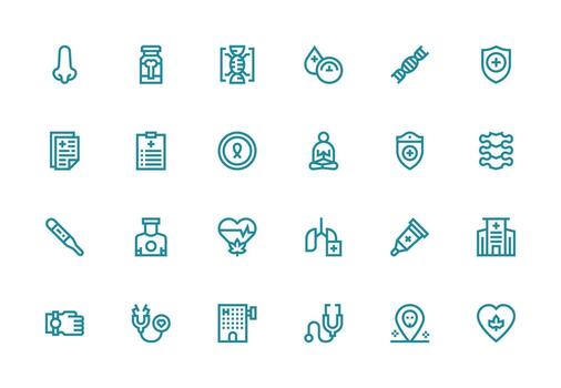 Health Icon Collection with 24 Thick Line Line Designs Minimal Icon Set for Interface Projects vector