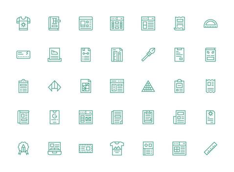 Template Icon Collection with 35 Regular Clean Line Designs Icon Pack for UI vector