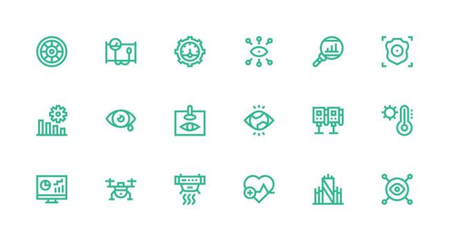 supervisión visual paquete conteniendo 18 fuerte carrera línea íconos sensible icono conjunto para flexible diseños vector