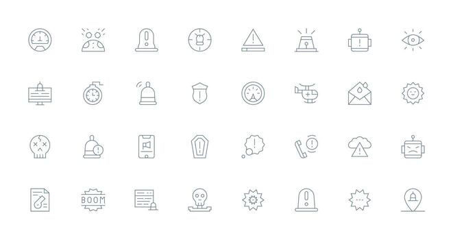 Critical Design Icons featuring 32 in Thin Line Style Fully Editable Icon Set for Web vector