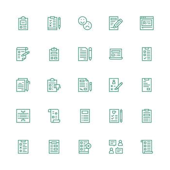 Questionnaire Set with 25 Medium Stroke Outline Icons Reusable Icon Set vector