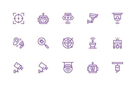 Detection Visual Pack containing 15 Regular Line Icons Web and App Icon Pack Collection vector
