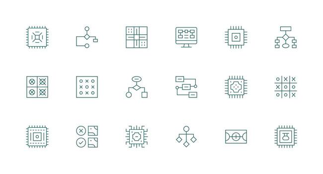 Logic including 18 Minimal Line Illustrations Display Icon Pack vector