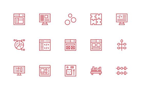 15 Regular Line Style Icons from Elements Collection Icon Pack for UI vector
