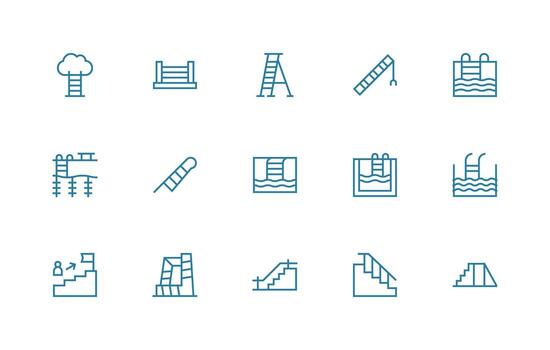 15 Regular Line Icons for Ladder Graphics Multi-Purpose Icon Set vector