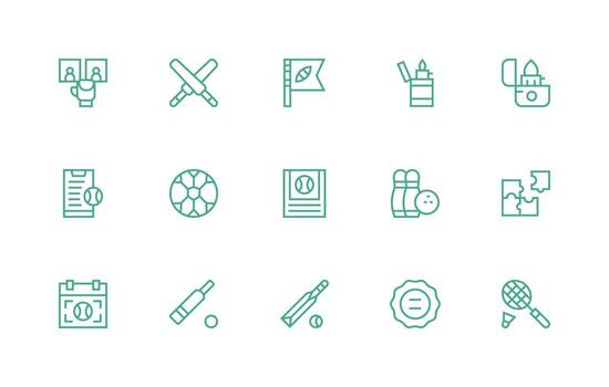 Regular Line Icons from Match Set with 15 Vectors Essential Icon Collection