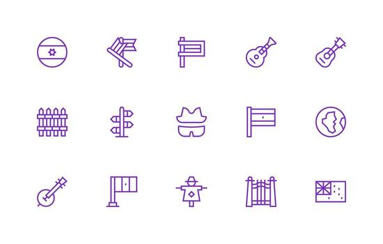 Country Icon Set with 15 Regular Line Graphics Multi-Style Icons for Creative Projects vector