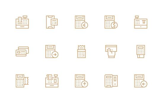 15 Regular Line Icons for Pos Graphics Simplified Icon Pack for Visual Tools vector