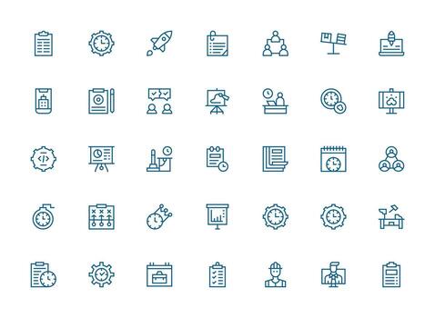 35 Icons for Project in Regular Clean Line Format Simple Icons for Interface and Wireframes vector